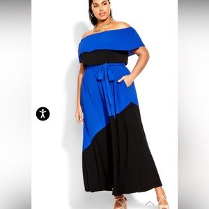 Colourburst Maxi Dress - cobalt